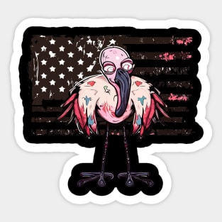 Scary Halloween Flamingo Happy 4th Usa American Flag July Fourth Sticker